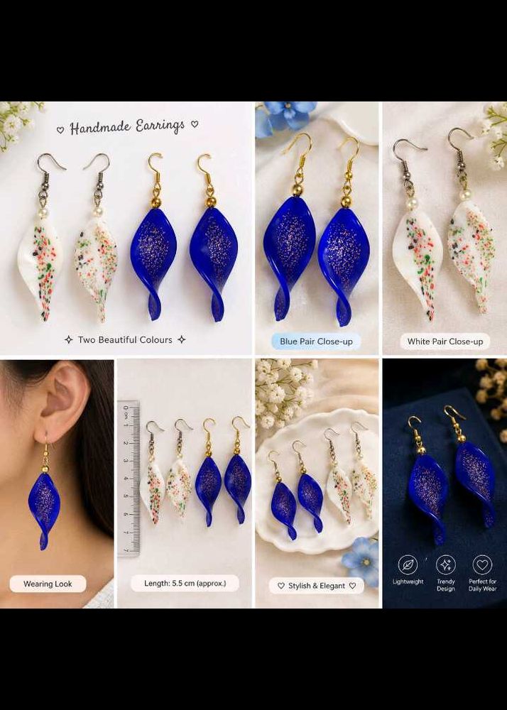 Leaf-Shaped Glass Earrings