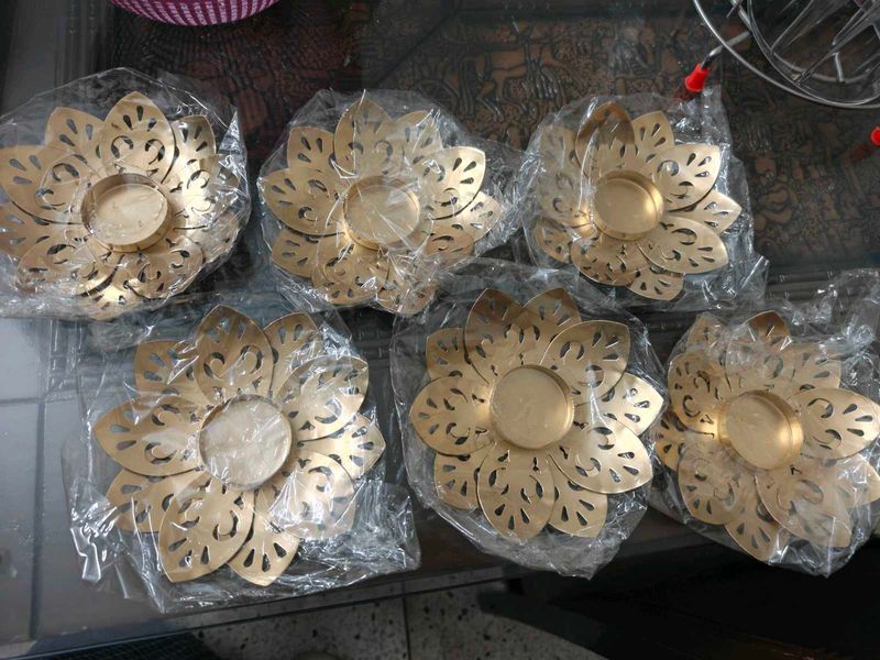Golden Lotus Candle Holders (Set of 6)