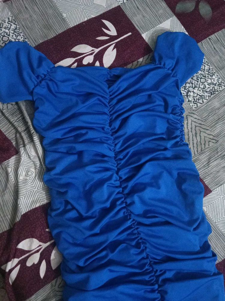 Royal Blue Off-Shoulder Bodycon Dress