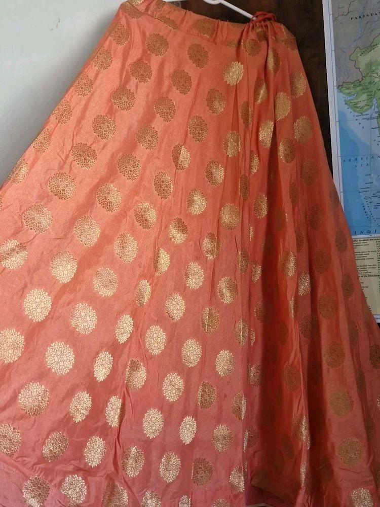 Peach Brocade Skirt