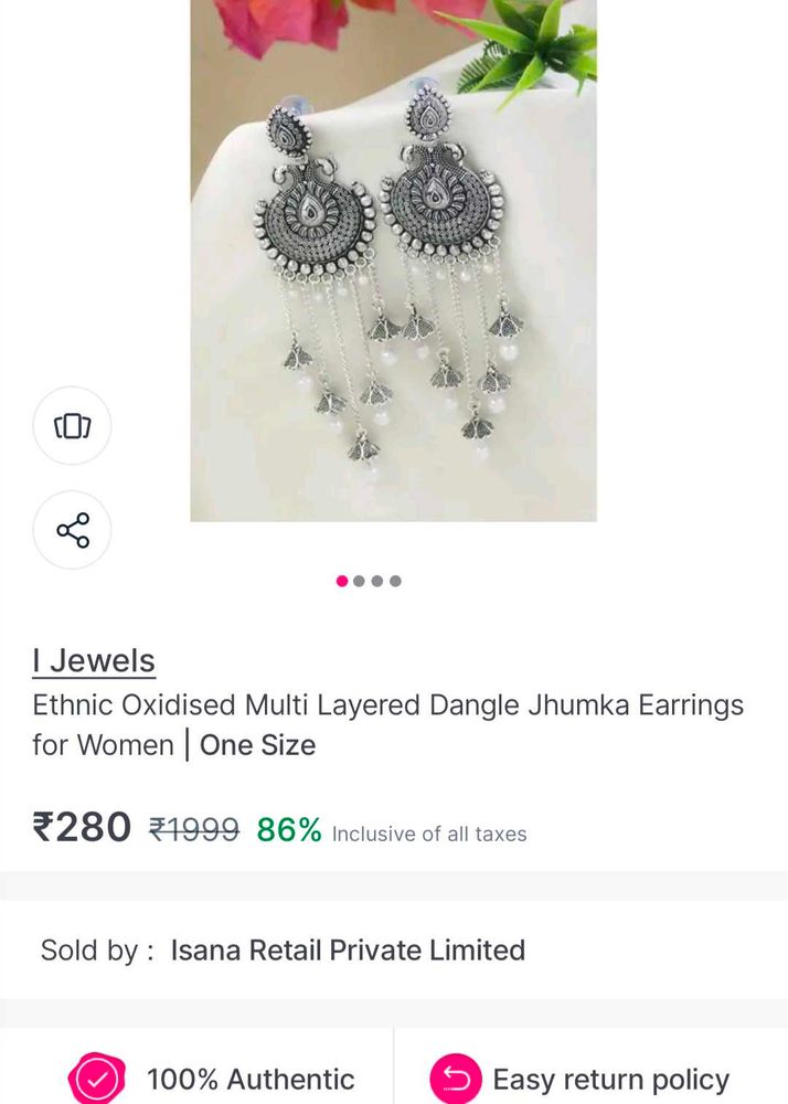 Oxidised Dangle Jhumka Earrings
