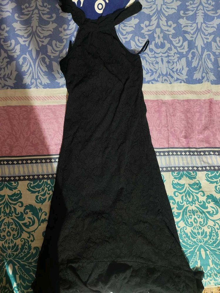 Elegant Black Halter Neck Dress