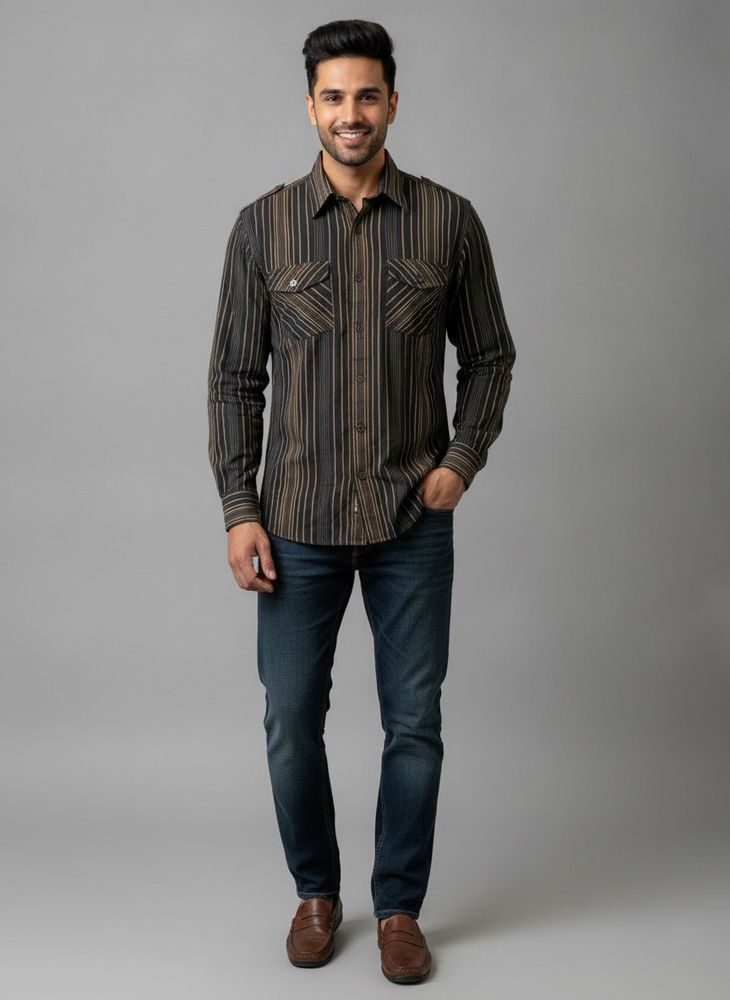 Striped Button-Up Men's Shirt