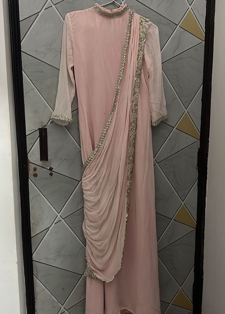 Designer Pink indo western gown