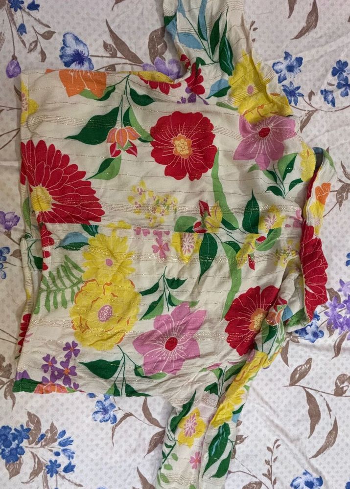 Vibrant Floral Print Crop Shirt