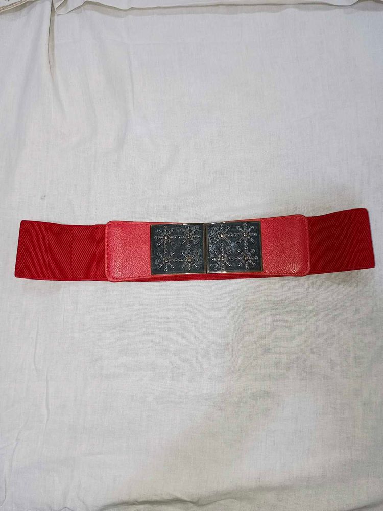 Red Elastic Waist Belt