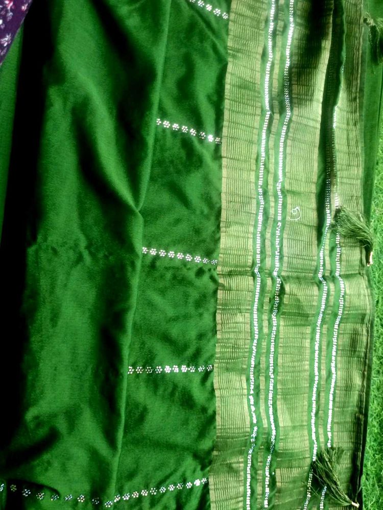 Elegant Green Saree with Embellishments