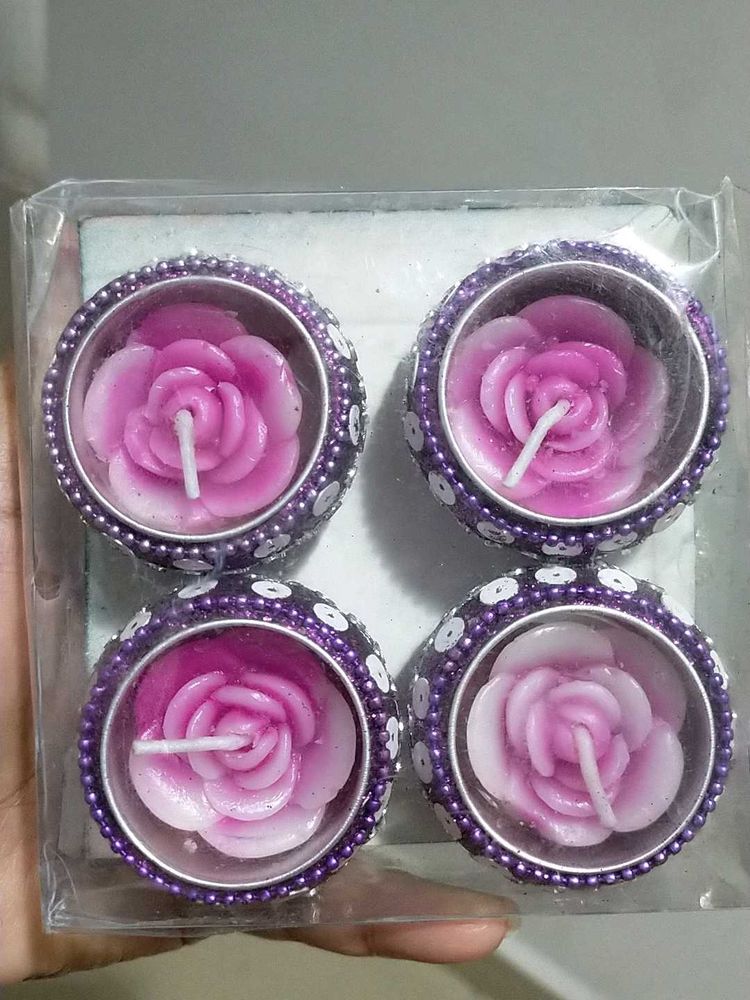 Rose Tea Light Candles (Set of 4)