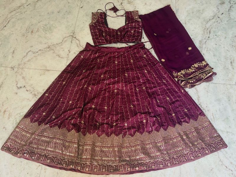 Maroon Embroidered Lehenga Choli Set