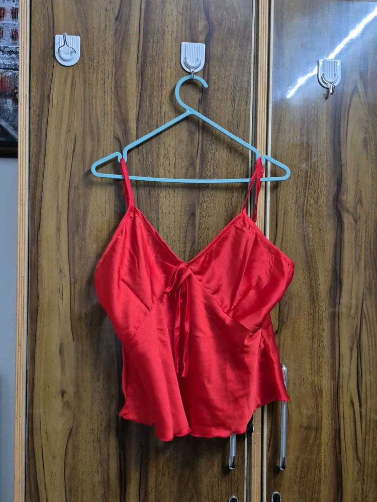 Red Satin Cami Top