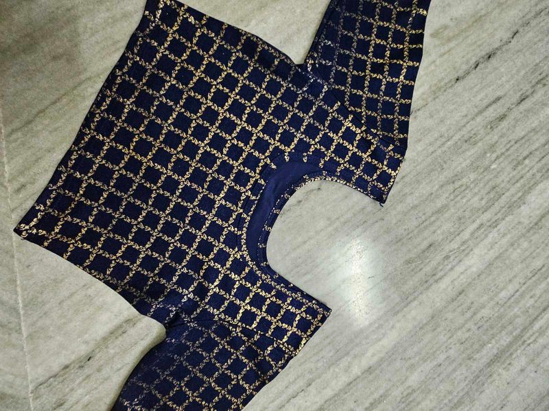 Elegant Navy Blue Embroidered Blouse