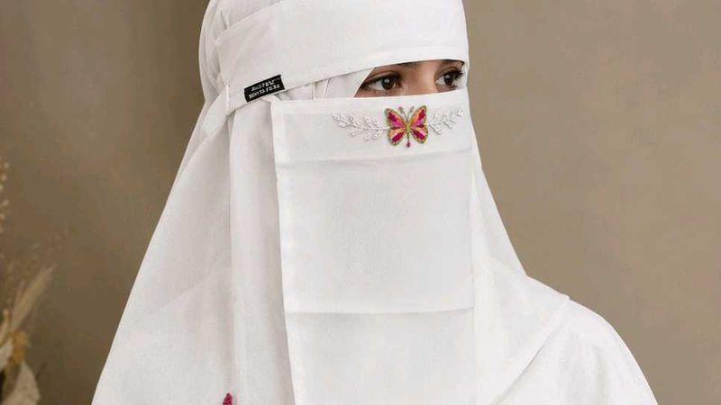Embroidered Niqab with Butterfly Detail