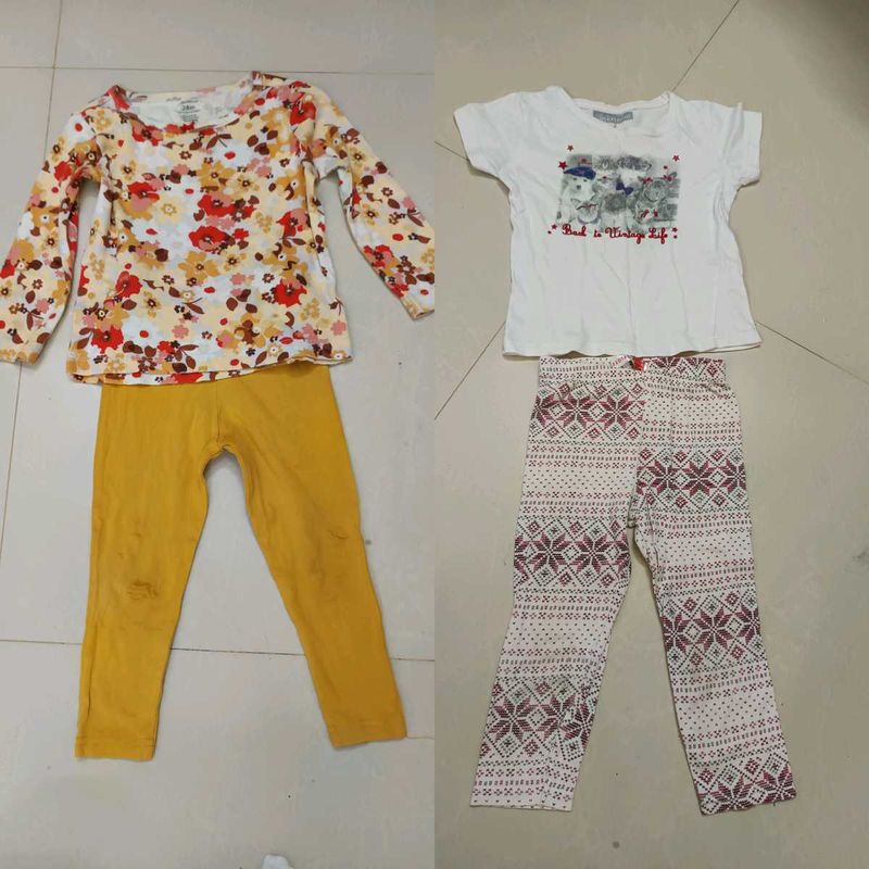 2 Kids Outfits - Tops &amp; Leggings Set