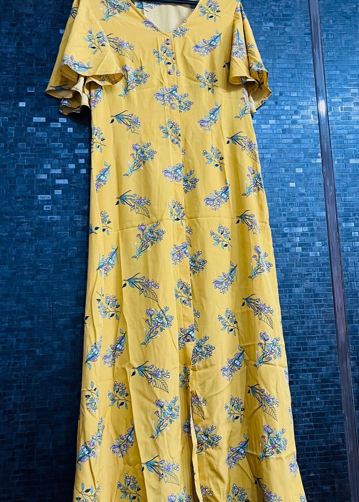 Vero Moda Floral Print Yellow Maxi Dress