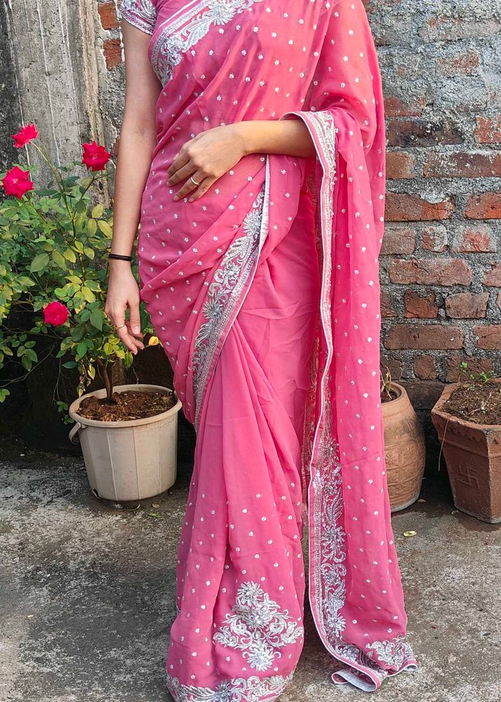 🌈💐fastiva special Elegant Pink Saree🌹🌸