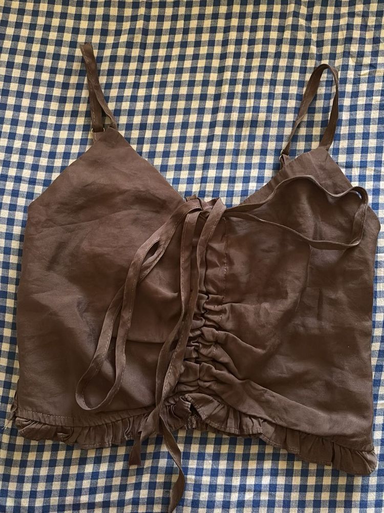 Brown Ruched Cami Top