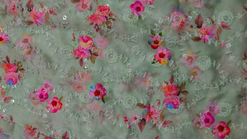 राजस्थानी Light Green Floral प्रिंट lanhga