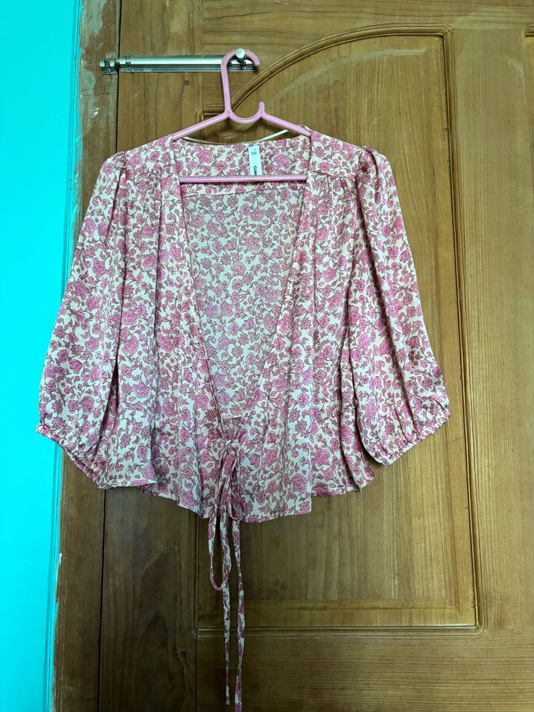 Floral Print Tie-Up Top