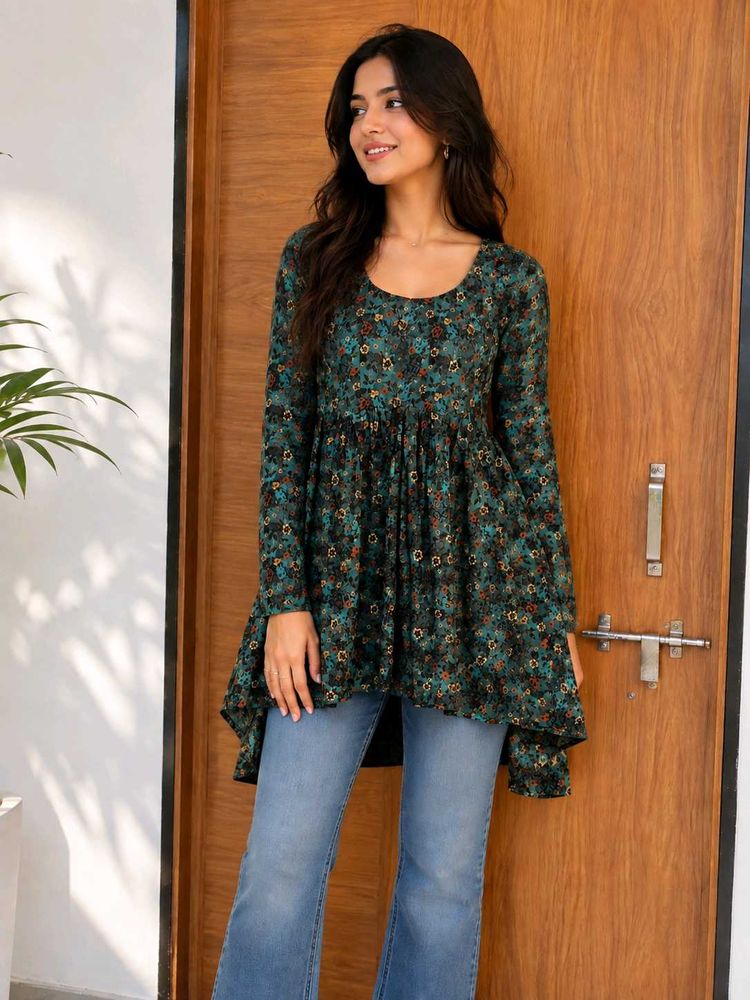 flower print women tops Full sleeves