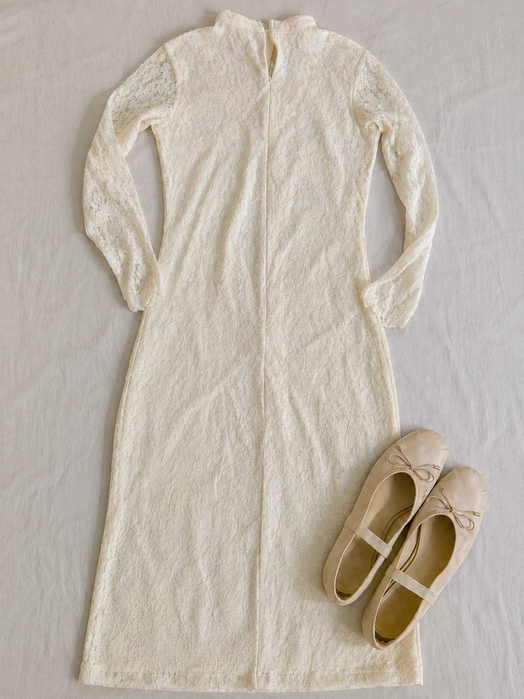 High-Neck Lace Sheath Dress