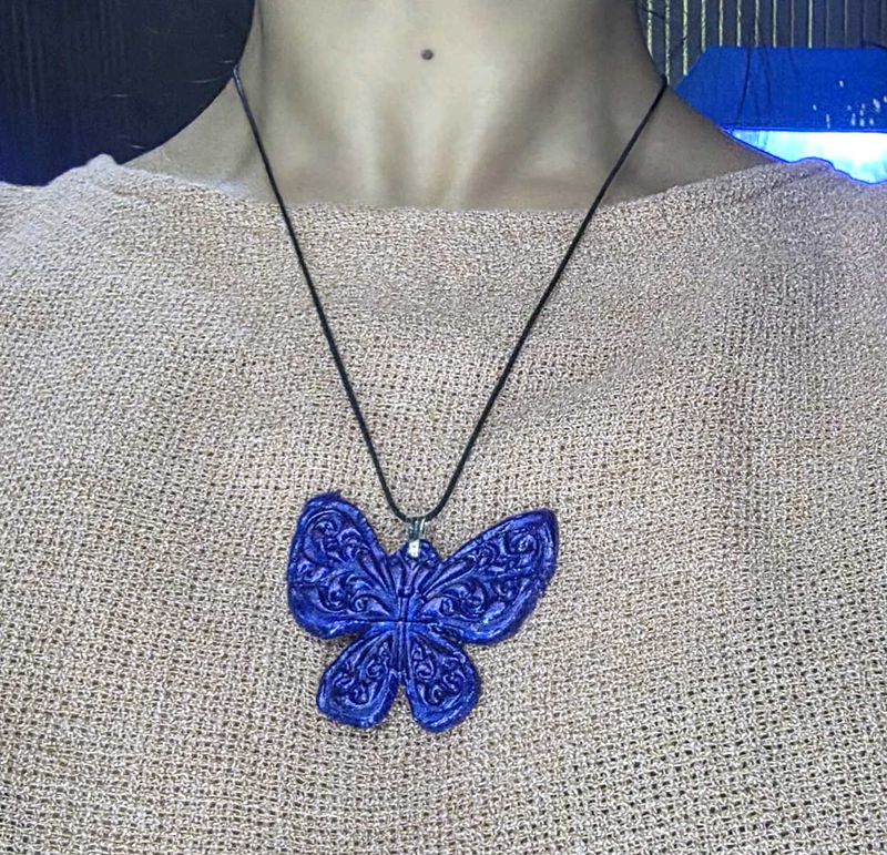 blue Butterfly Pendant Necklace