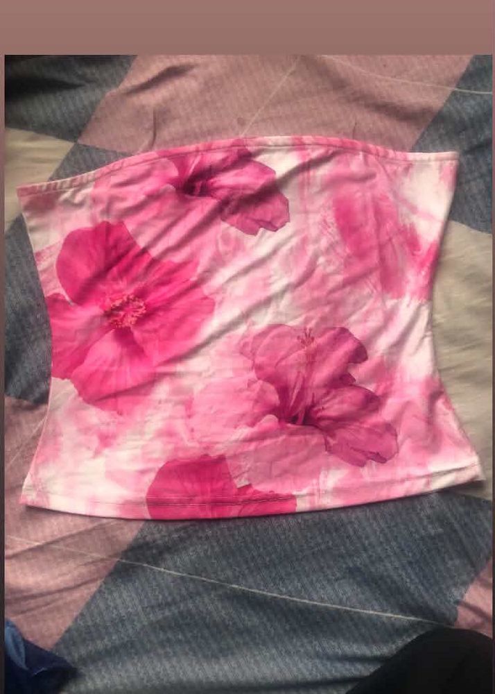 Pink Floral Tube Top