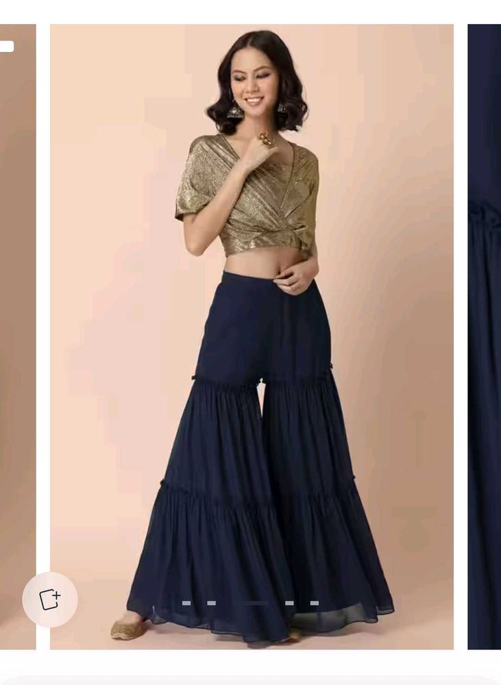 Indya Navy Georgette Tiered Sharara