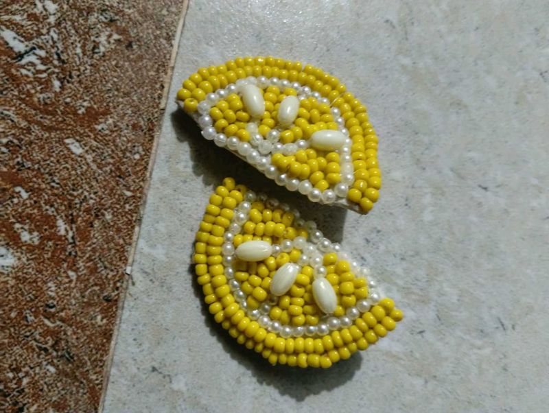 Lemon Slice Beaded earrings