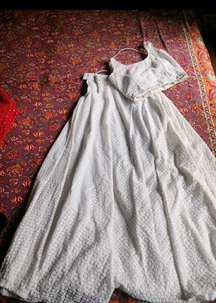 Elegant White Chikankari Lehenga Choli Set