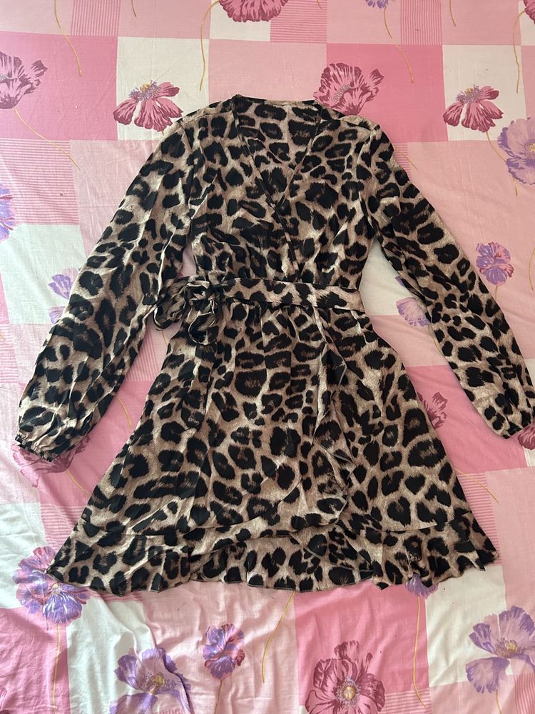 Leopard Print Wrap Dress