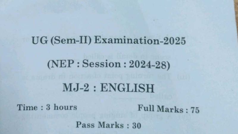 UG English Exam Paper - 2025