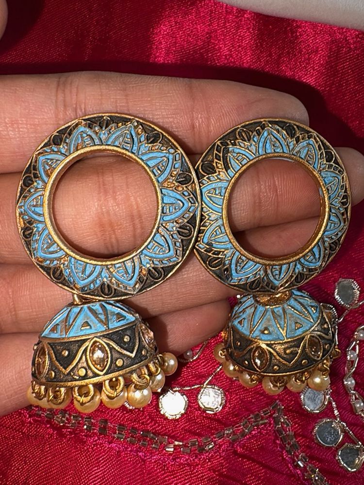 Blue Jhumka Earrings