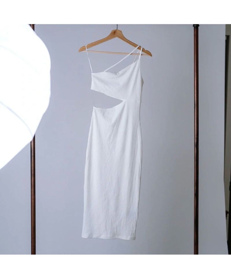 White Cut-Out Midi Dress