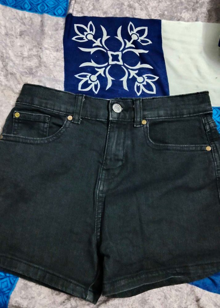 Black Denim Shorts
