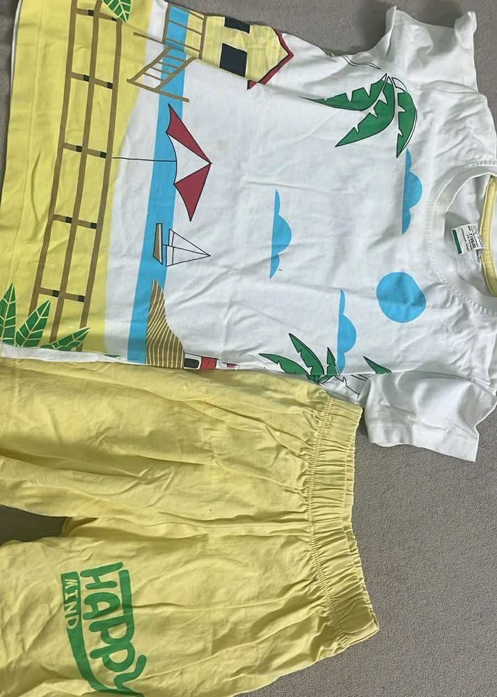 Cute Beach Print Shorts Set