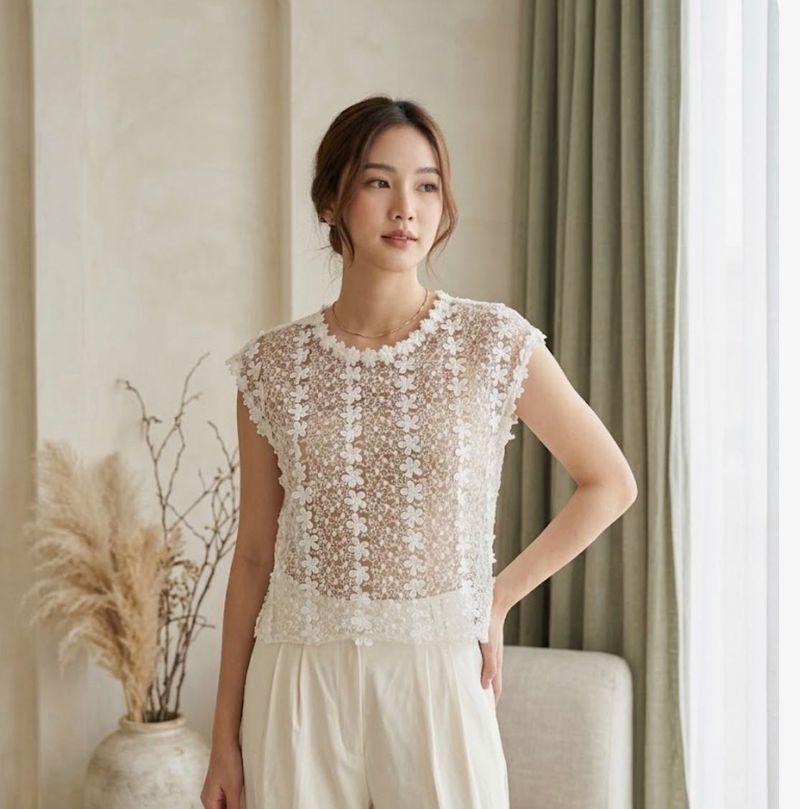 Sheer Floral Lace Top