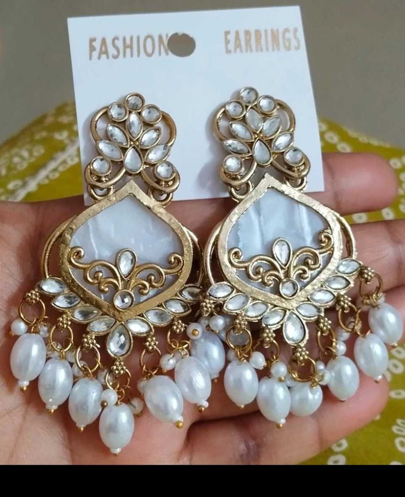 Elegant White Pearl Drop Earrings