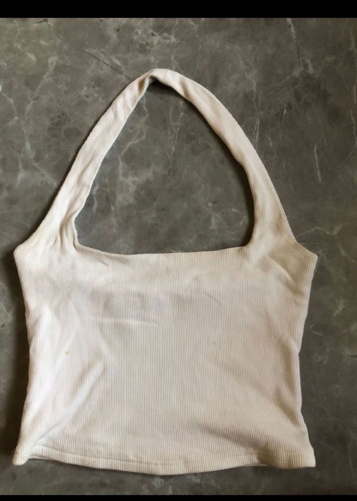 white halter neck top