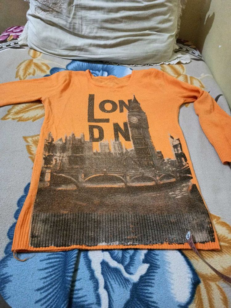 Orange Woolen Top