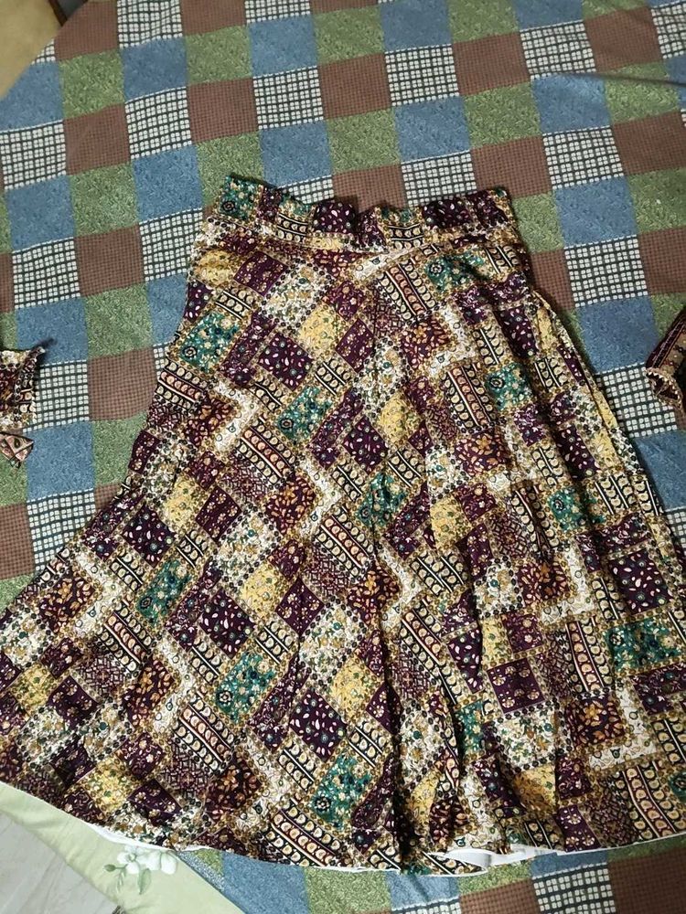 Bohemian Print Skirt blouse &amp; dupatta+ freebies