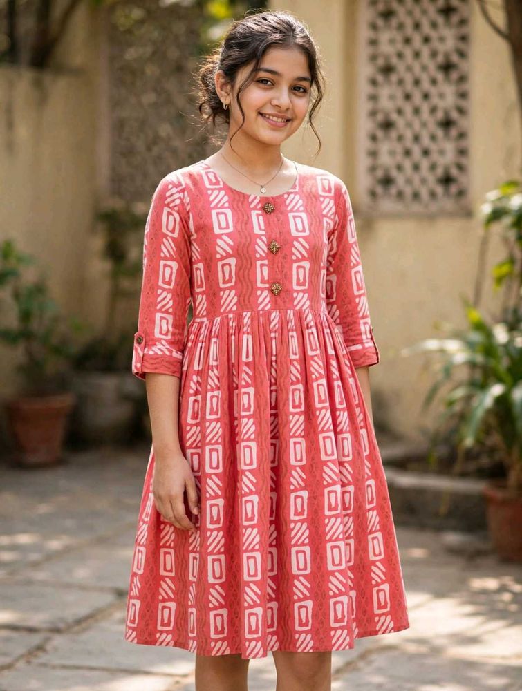 Ethnic Coral Printed Kurta