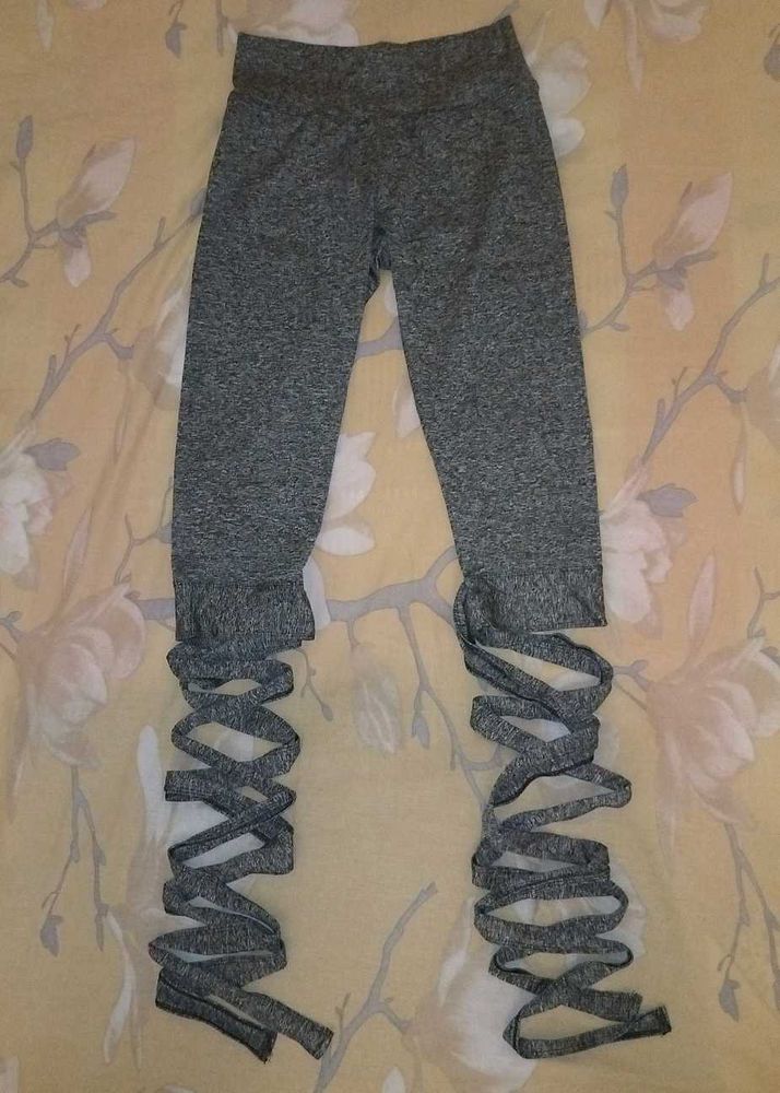 SHEIN Light Grey Criss Cross Tie Leggings