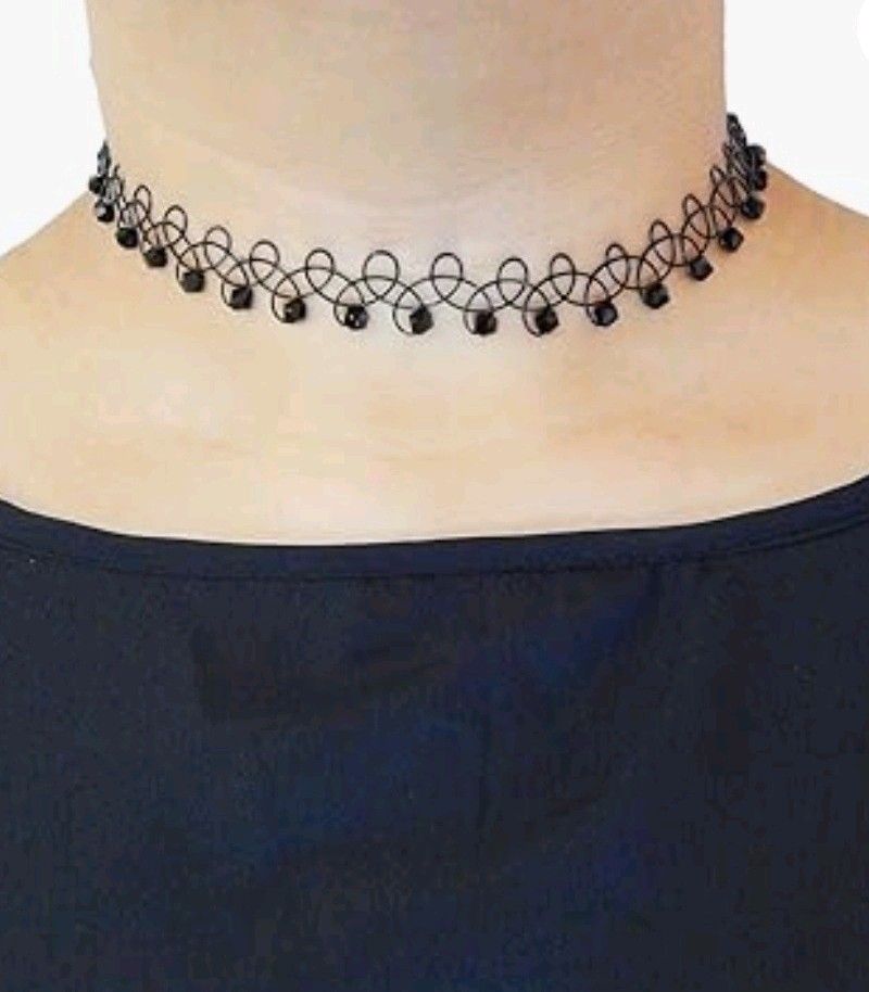 Black Beads Choker Necklace for Girls