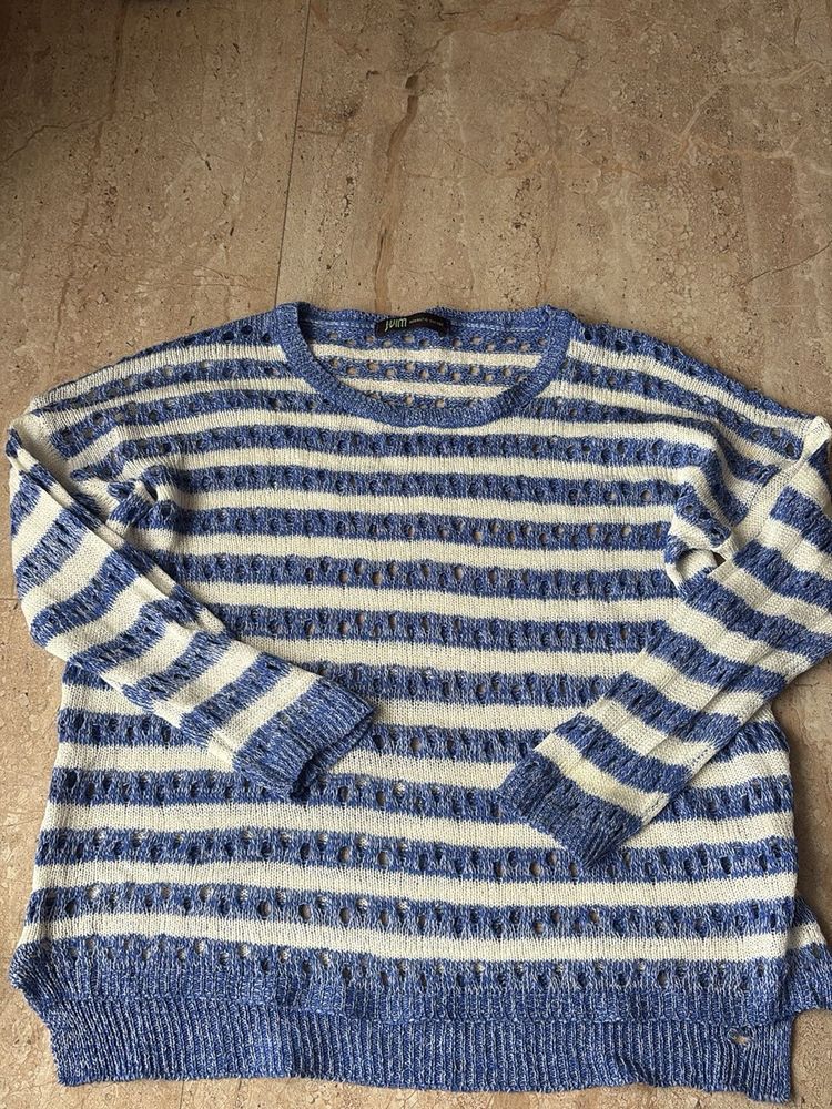 Blue &amp; White Striped Sweater