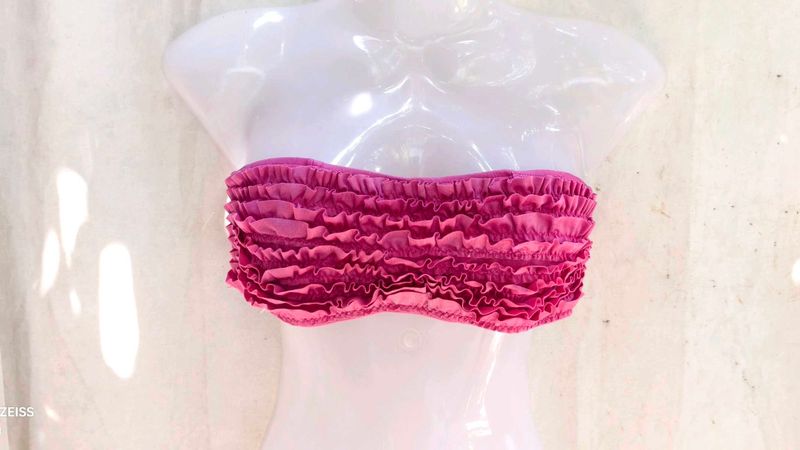 Ruffled Bandeau Bikini Top