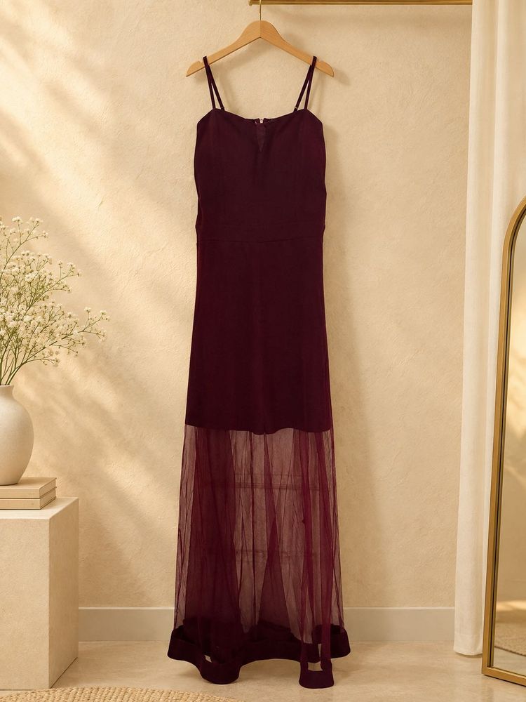 Burgundy Sheer Maxi Dress