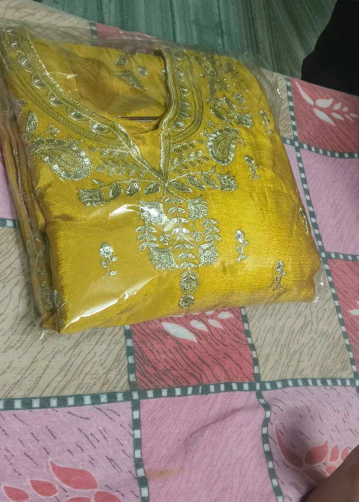 Embroidered Yellow Kurta