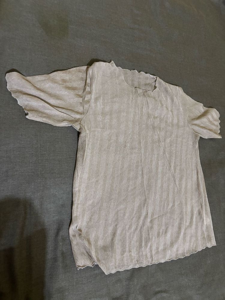 Sheer Striped Short Sleeve Top