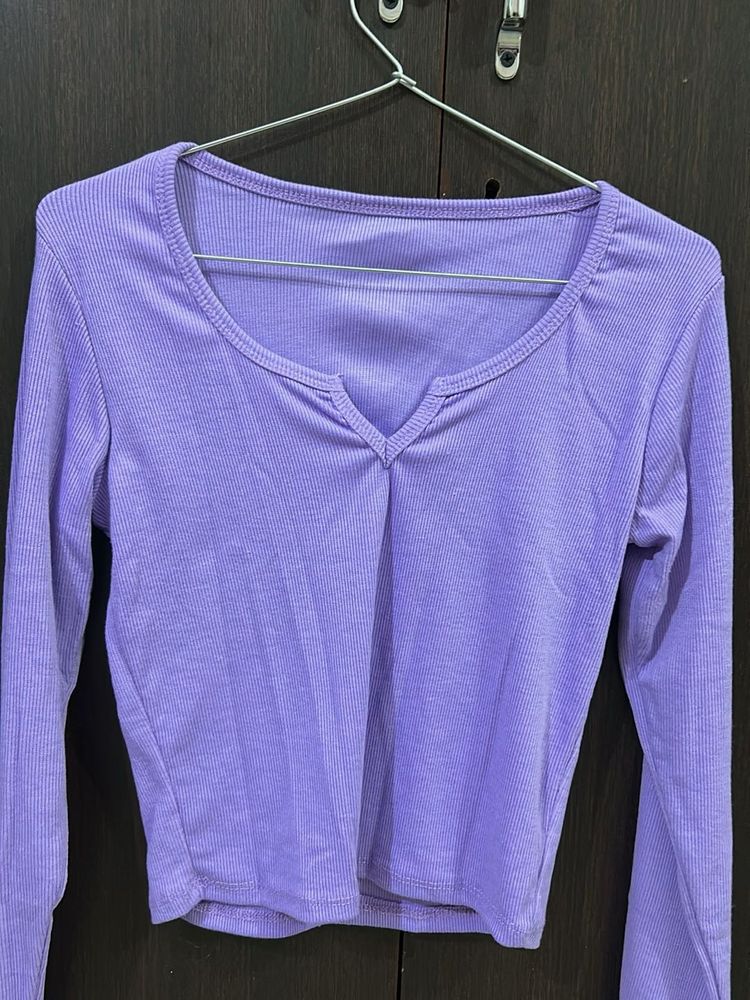 Lavender Long Sleeve Crop Top
