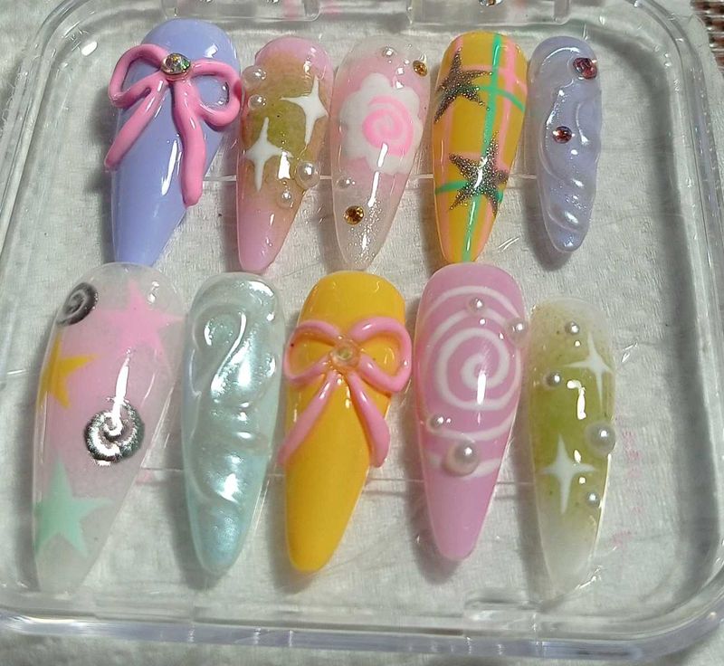 kawaii pastel set with 3 d design